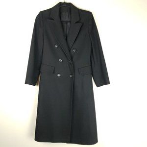 Vintage Union Women's Lined Black Double Breasted Trench Long Coat Wool XS
